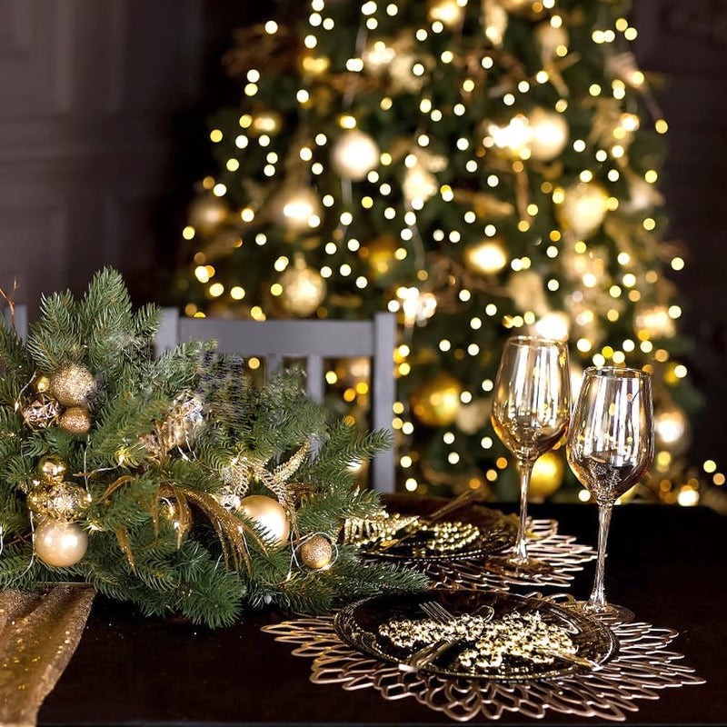 AdasBridal Gold Round Placemats for Dinner Table Set of 6 Hollow-Out Vinyl Place Mats for Kitchen Table Decor Wedding Accent Centerpiece Table Mats - Image 5